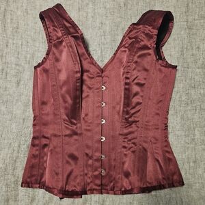 Burgundy corset story overbust corset